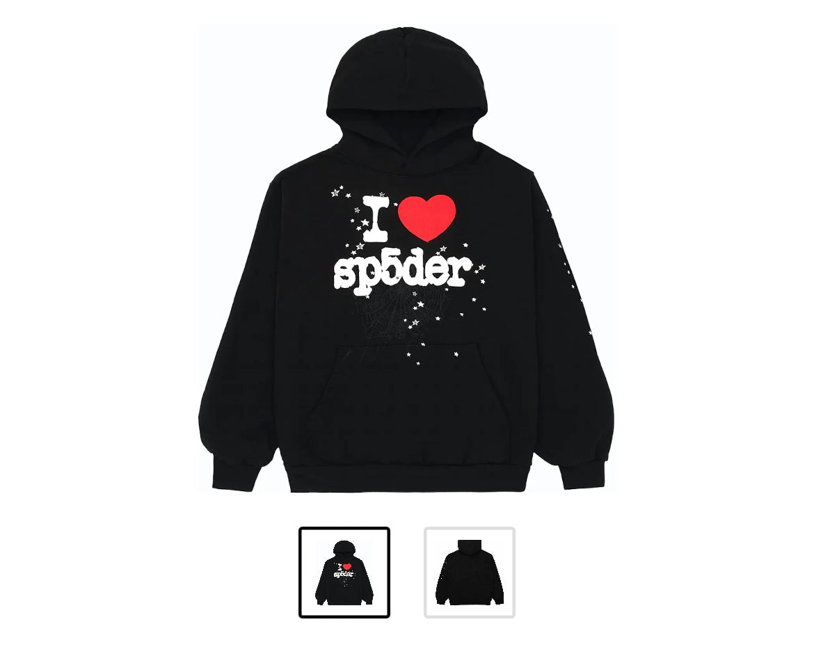 Sp5der I heart SP5 Souvenir Hoodie Black