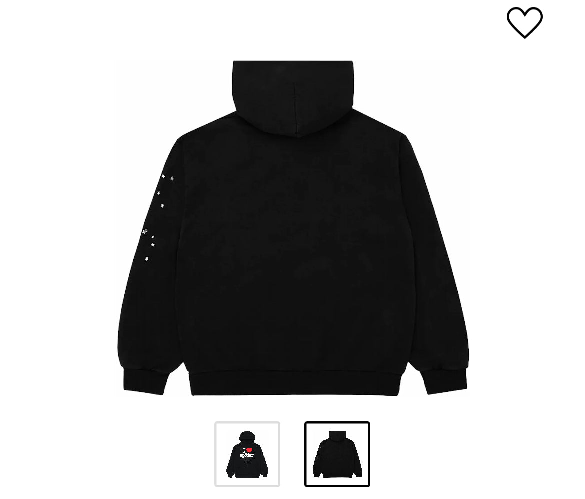 Sp5der I heart SP5 Souvenir Hoodie Black